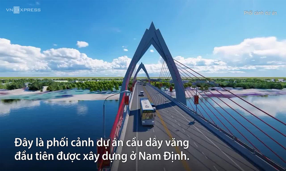 Cầu dây văng hình búp sen đầu tiên tại Nam Định